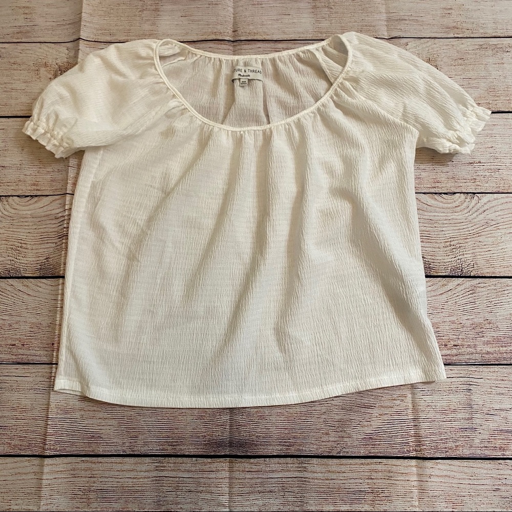 Texture & thread MADEWELL white peasant top xxs